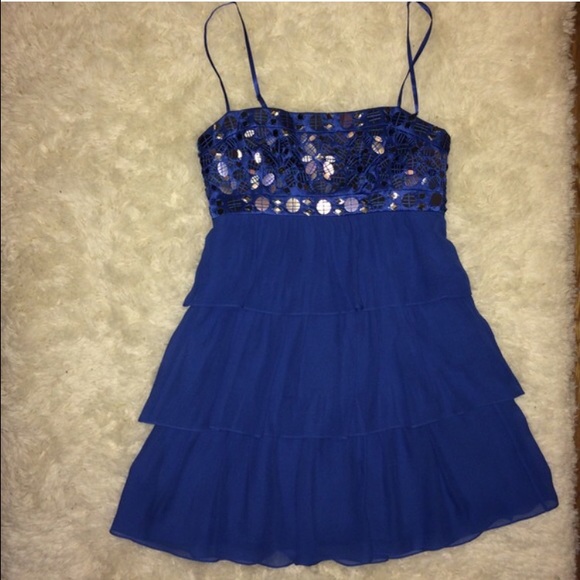 ✨BCBG Royal Blue sparkle ruffle cocktail dress 🩵 - Picture 1 of 4