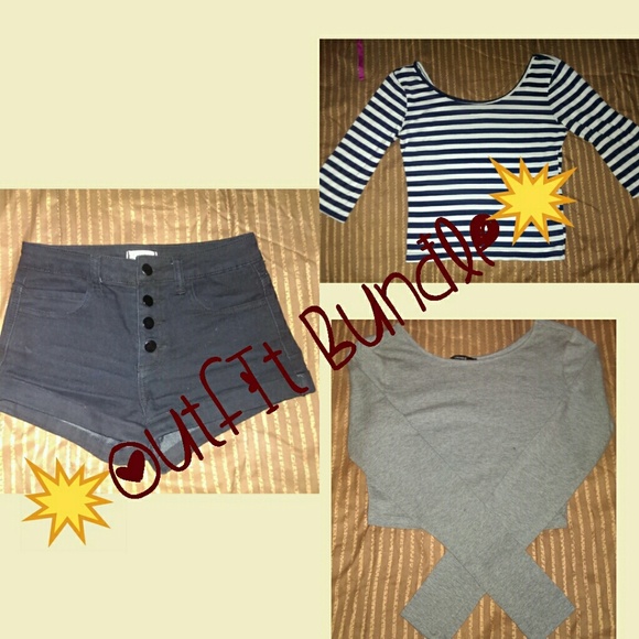 🚫SOLD🚫2 Crop tops & High waisted shorts