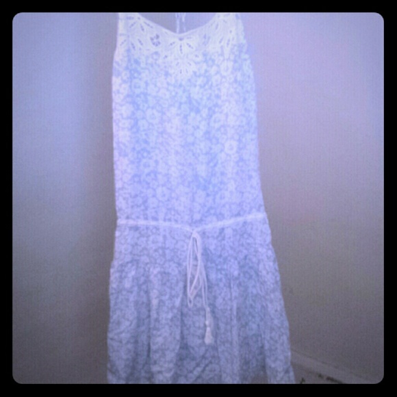 Blue floral w/crochet summer dress