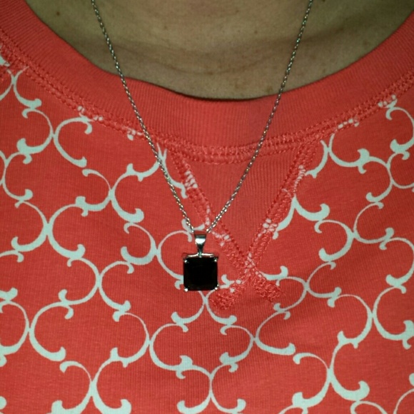 Large square expresso pendant necklace 925