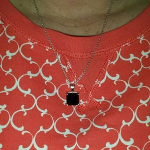 Large square expresso pendant necklace 925