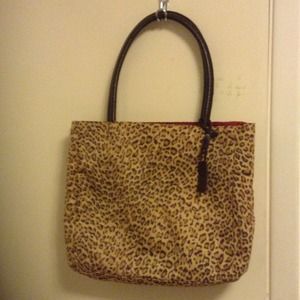 Neiman Marcus leopard microfiber tote