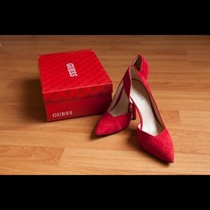 Guess Red Suede Heels