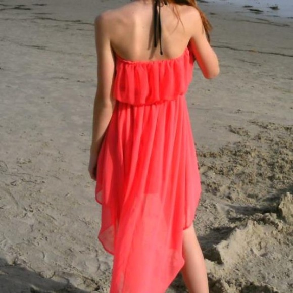 Coral High-Low Dress w/ Free Belt