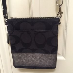 Coach Black Signature Stripe Swingpack Crossbody