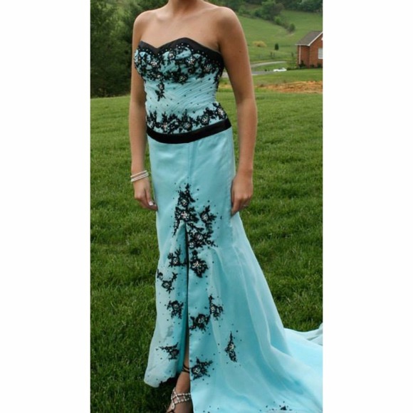 Tony bowls light blue/black pageant or prom dress - Picture 1 of 3