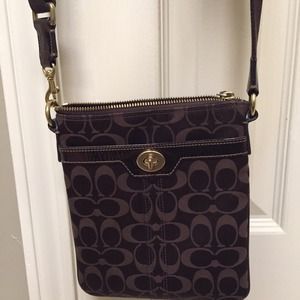 Coach Chocolate Brown Crossbody Signature Jacquard