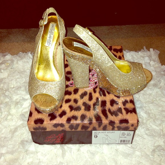 Gold glitter sling backs