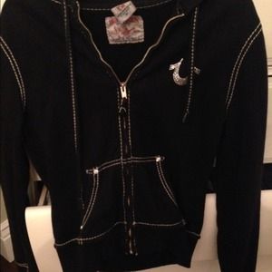 True religion black zip up hoodie