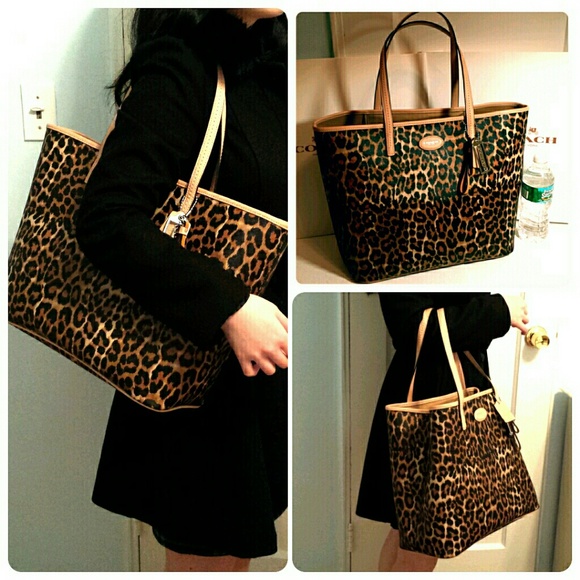 Coach Handbags - New Coach Ocelot Leopard large metro tote