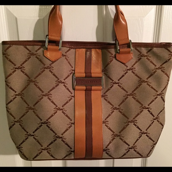 Longchamp Logo Grid Toile Handbag