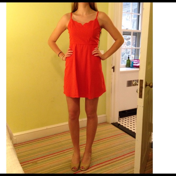 Red scalloped sun dress