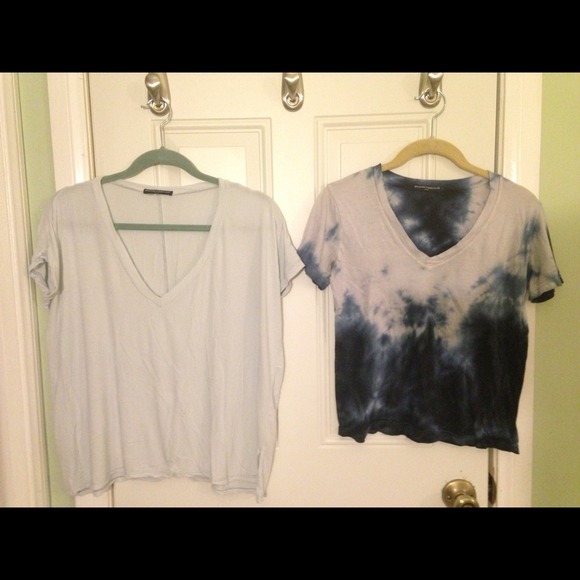Two Brandy Melville V neck tee shirts