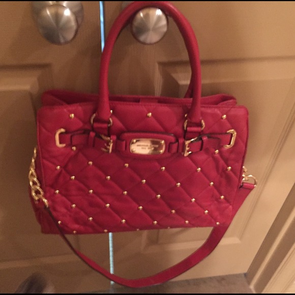 Michael Kors Red Hamilton Studded Tote