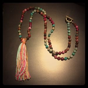 Agate beads necklace with tassle