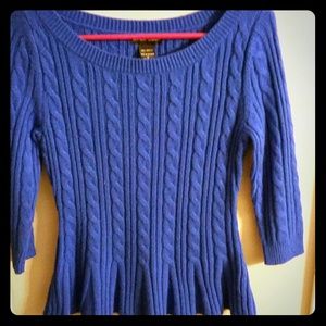 Royal blue peplum sweater.