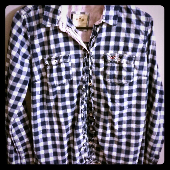 Hollister blue plaid button up