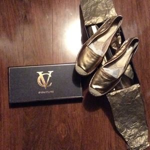 Vince Camuto Metallic Gold Lamb LeatherEspadrilles