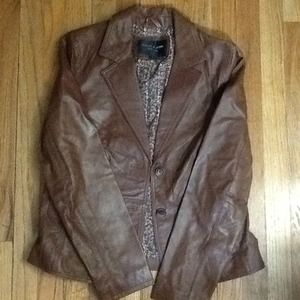Brown leather blazer