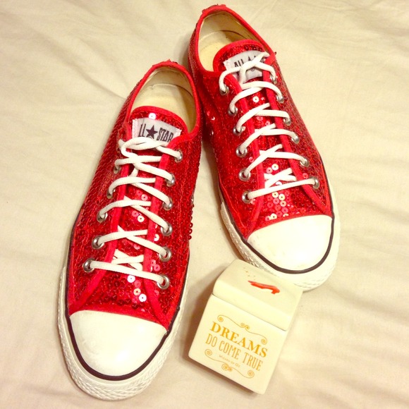 Authentic Sequin Converse red size 9 women's