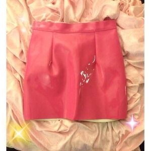 Hot Pink Vinyl Mini Skirt👄