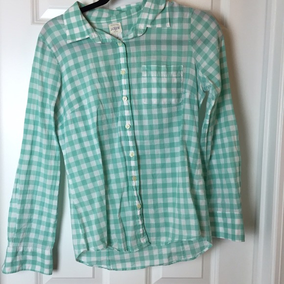 J.crew teal gingham shirt