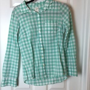 J.crew teal gingham shirt