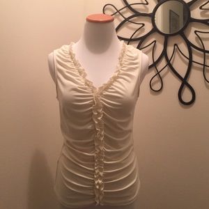FREE SHIPPING-Cream ruffle shirt