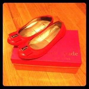 Kate Spade New York Red Patent Bow Flats Size 9