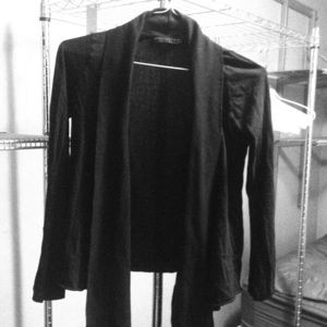 Velvet Black Open Front Wrap Cardigan Size Small