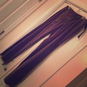 FREE SHIPPING-Dark gray pinstriped wide leg pants