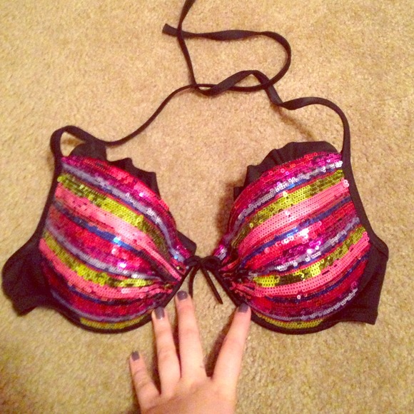 rainbow sequins victorias secret bikini top