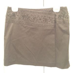 FREE SHIPPING-Short black satin and sequence skirt