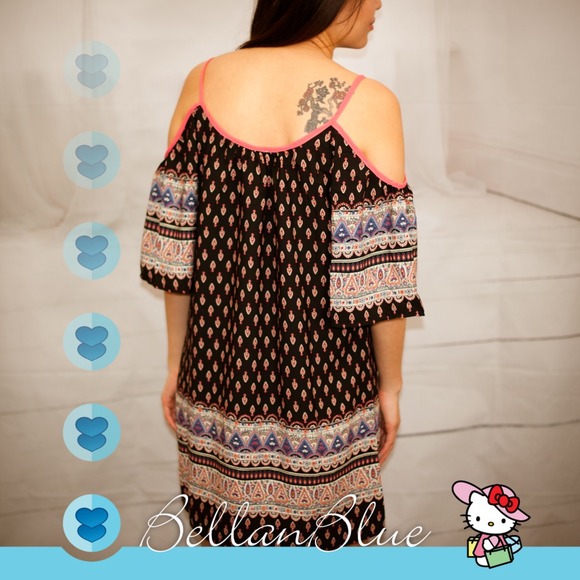 The CHLOE open shoulder print dress - Picture 2 of 4