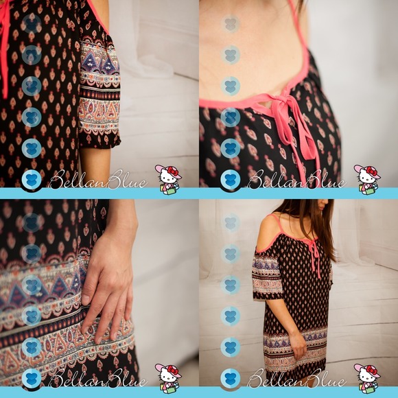 The CHLOE open shoulder print dress - Picture 4 of 4