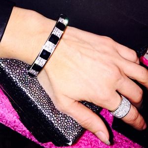 Black & White Clear Crystal Bracelet Steel