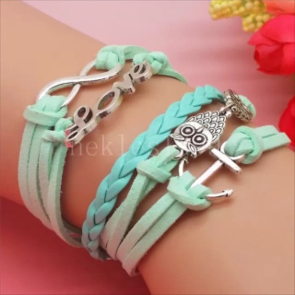Infinity Owel Leather wrap bracelet