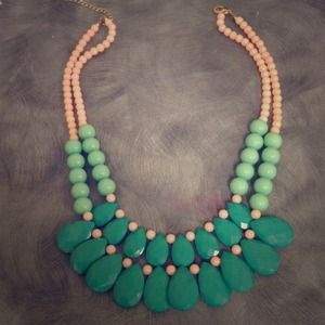 Teal and pink bubble necklace