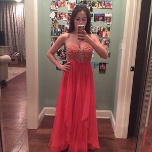 Sherri hill style 3802 size 0 beaded orange gown