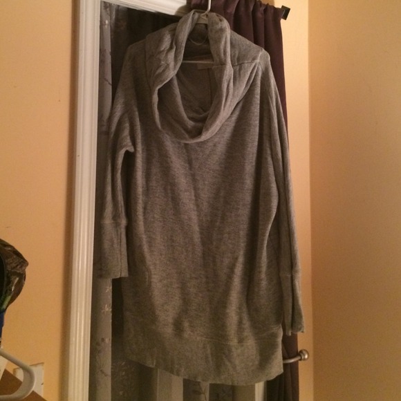 Gray cowl neck sweater dress