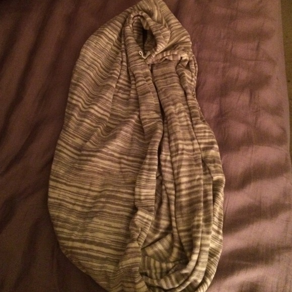 Gray/tan infinity scarf