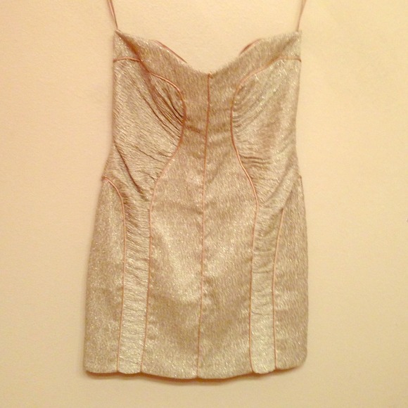 Gold Strapless Cocktail Dress
