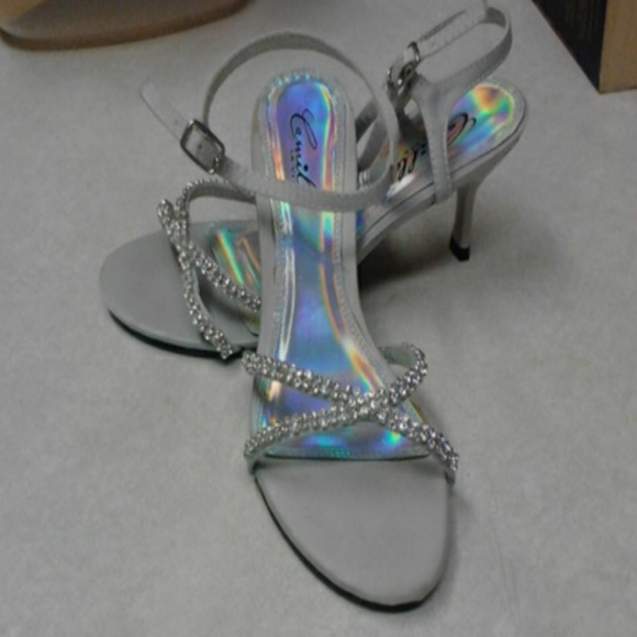 Silver strap heels