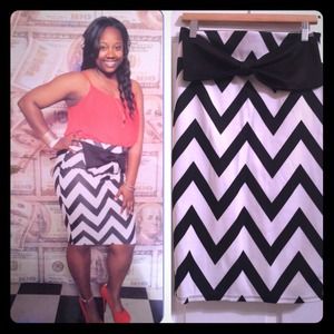 Black & White Pencil Skirt with Bow