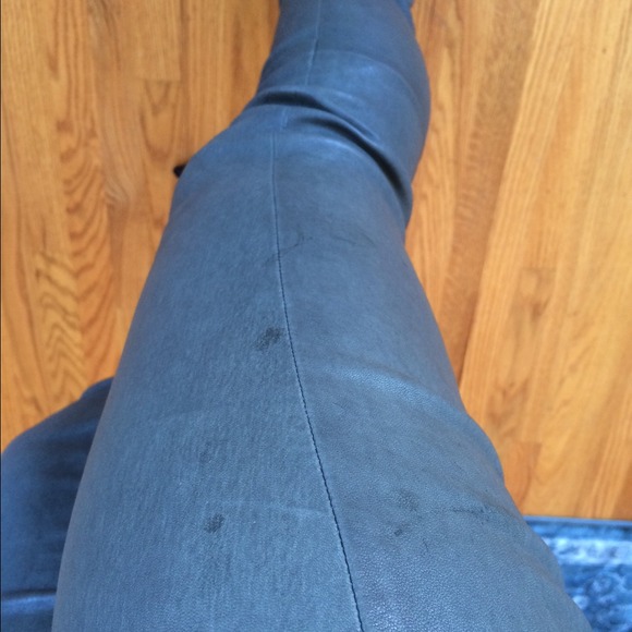 Helmet Lang 100% Real Leather Leggings - GreyGreen - Picture 2 of 3