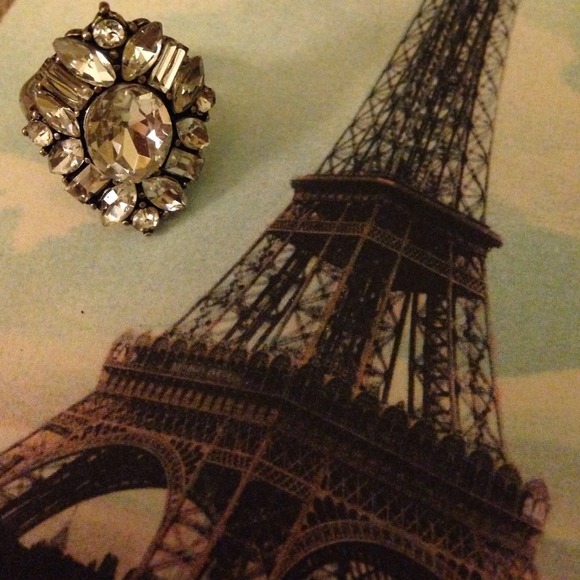Silver crystal cocktail ring