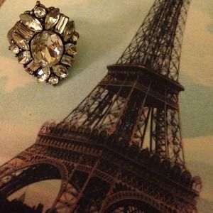 Silver crystal cocktail ring