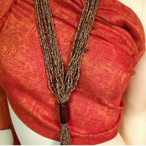 Long hanging necklace -Earthtone