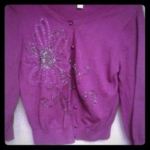 Purple wine color beaded cardigan