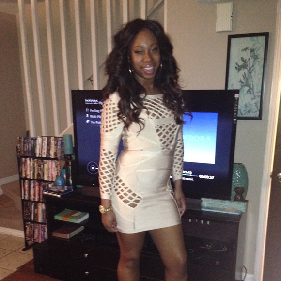 Tan celebrity style bandage dress